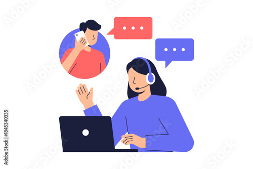 Customer service agent providing online support illustration