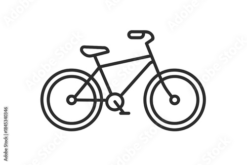 Minimalist black and white line art drawing of a classic commuter bicycle for urban travel