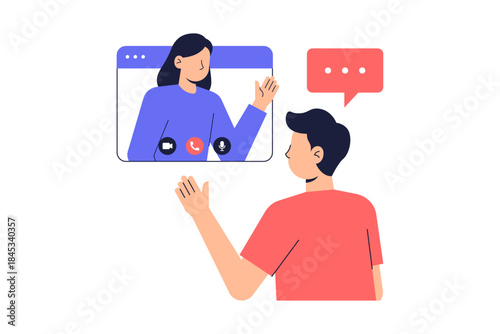 Online video call conversation between two people illustration