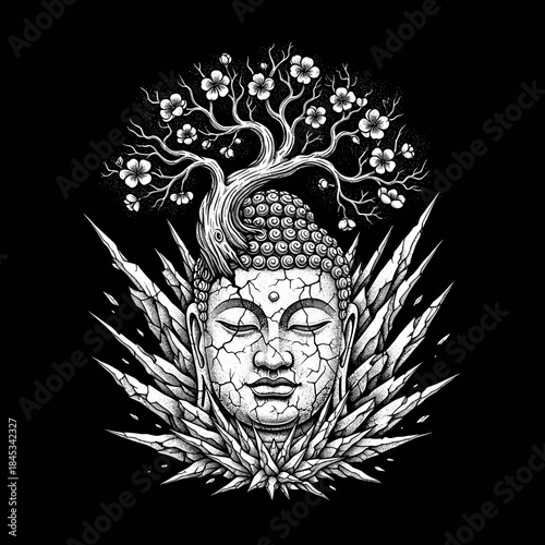 Buddha Head with Tree Growing Out of It.