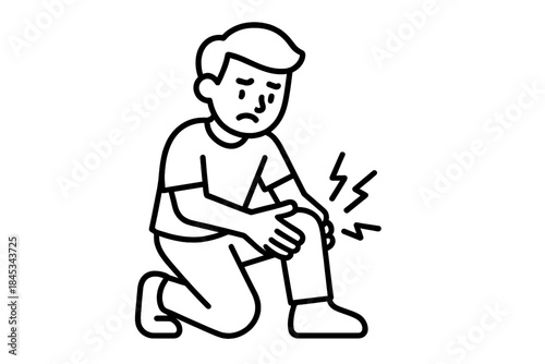 Man kneeling while holding knee experiencing sharp pain or injury