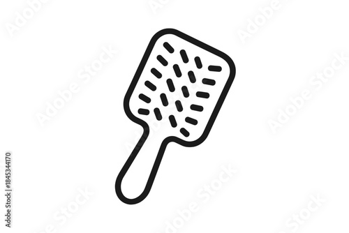 Minimalist outline icon of a paddle hair brush for grooming and styling