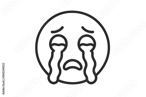 Outline icon of a face emoji crying with heavy streaming tears