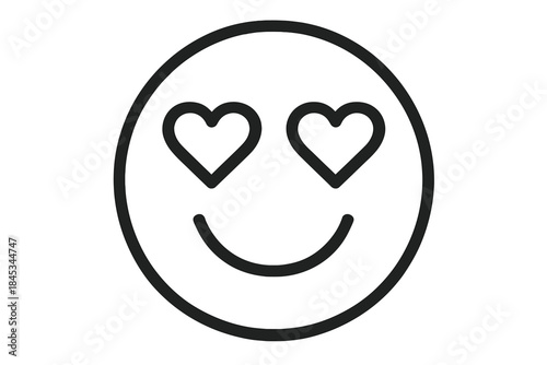 Minimalist heart eyes smiley face outline icon