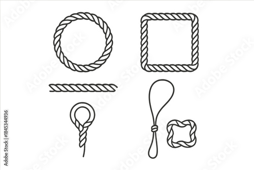 Nautical rope elements featuring frames lines and various knots