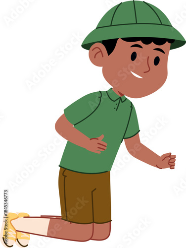 Boy Kneeling Explorer