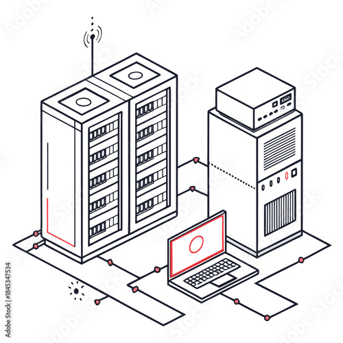 isolated data center flat illustration on white background

