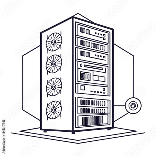 server rack infographic icon on white background

