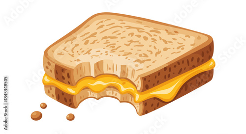 Delicious Grilled Cheese Sandwich with a Bite Taken Out.