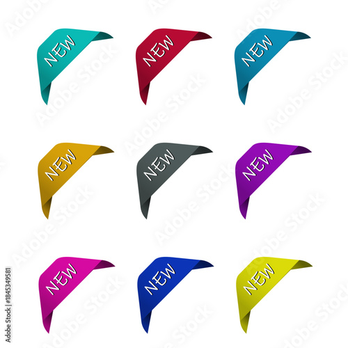 Vector design sticker corner with new text for your new products to decorate your product design