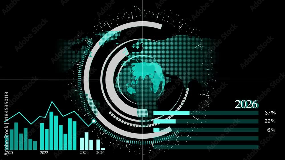 2026 Futuristic Data With World Map And Charts Animation 1000 F 1845350113 