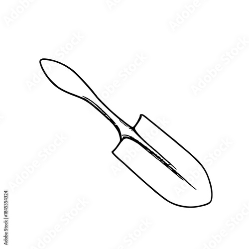 black and white garden trowel outline clip art preview