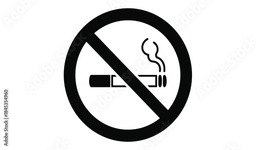 A straightforward depiction of a widely recognized prohibition symbol shows a cigarette with smoke crossed out indicating a no smoking zone or regulation