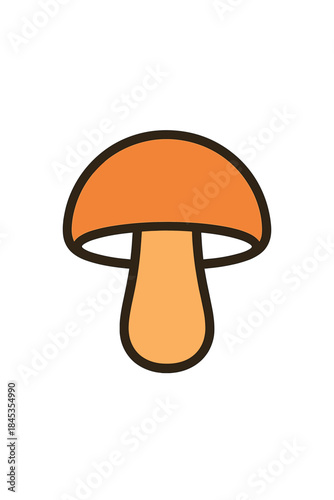Simple orange mushroom icon with thick dark outline