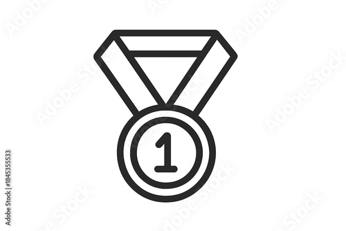 First place award medal icon hanging from a ribbon
