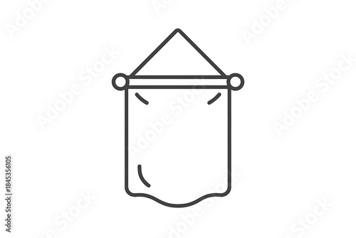 Blank hanging banner icon with top mounting rings and wavy bottom edge