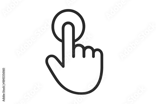 Outline icon of hand finger tapping or clicking a circular target
