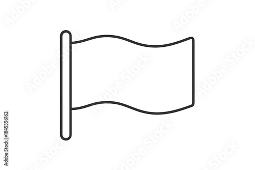 Minimalist outline icon of a flag waving on a vertical pole