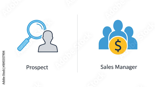 Vector illustration of Business icons for sales management and prospecting strategies