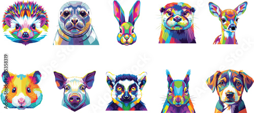 Vibrant Geometric Animal Portraits A Collection of Colorful Wildlife Illustrations