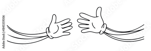 Whimsical cartoon hands with expressive gestures giving thumbs up and open palms, perfect for representing positive communication and engagement in animation projects and graphic assets.