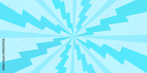 Pink comic radial burst background with zigzag lightning shapes and halftone dot patterns creating an energetic pop art explosion. for posters, banners, promotions, ads, stickers, graphic designs.