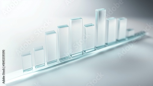 Abstract 3D glass graph with frost texture symbolizing financial growth, minimalistic design.
