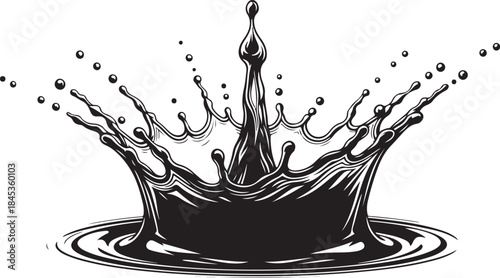 Black liquid splash crown shape vector