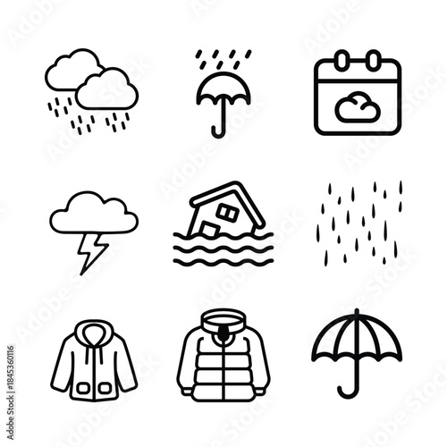 icon set. Weather and Rain Related Icons Collection