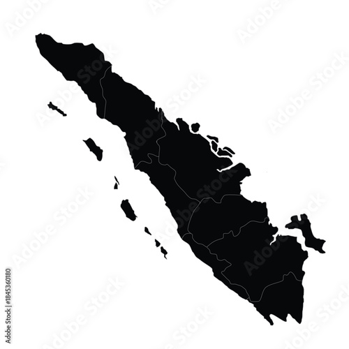 Sumatra Island Political Map Silhouette