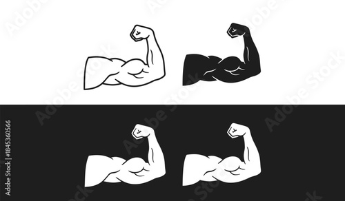 A visual representation showcasing contrasting muscular arms one in black and white the other inverted representing strength and duality high quality professional detailed