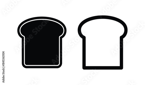 A simple graphic illustration presents two slices of bread one solid black and the other outlined in black against a clean white background showcasing