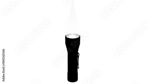 Black flashlight with white light beam