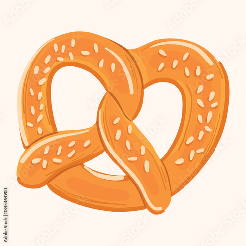 Heart Shaped Pretzel Illustration With Sesame Seeds For Valentines Day And Bakery Branding