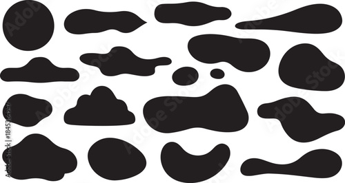 Black and white abstract cow print shapes