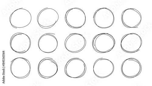 Set of Messy Line Art Round Shapes