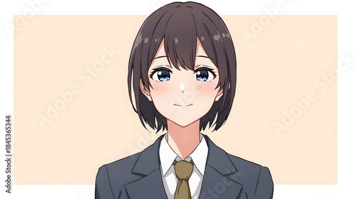 Smiling anime character in business suit