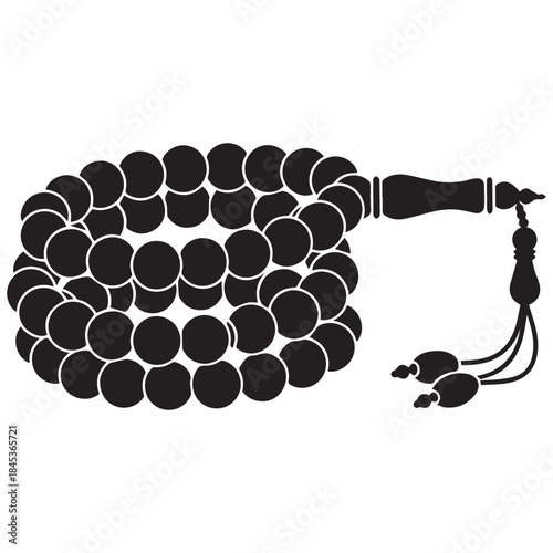 Black prayer beads with tassel islamic rosary for meditation and worship