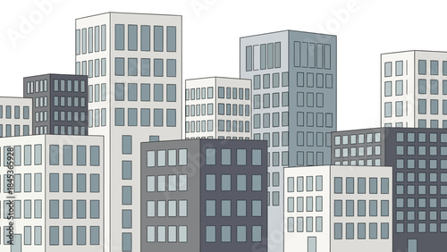 Modern Cityscape with Tall Buildings and Windows A View of Urban Architecture