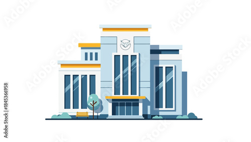 Modern Flat Design Business Building Illustration Representing Corporate Finance and Urban Architecture Concepts