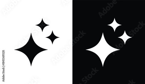 A striking visual composition featuring a stark division between black and white adorned with contrasting diamond shaped sparkles and light effects high quality