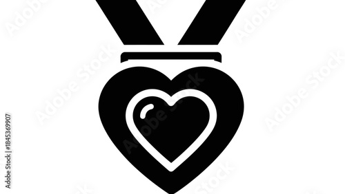 Minimalist black and white medal with heart emblem symbolizing achievement and recognition