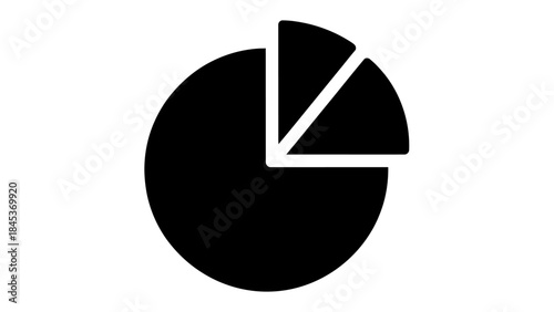 Minimalist black and white pie chart representing statistical data analysis visuals