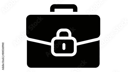 Minimalist black and white secure briefcase icon symbolizing business protection