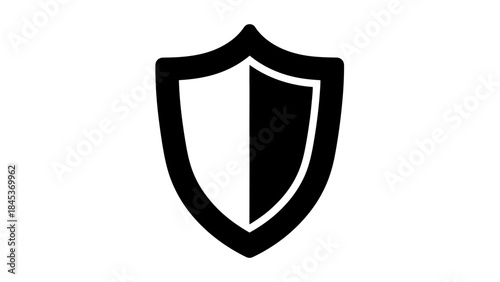 Minimalist Black and White Shield Icon Representing Protection Security and Safety