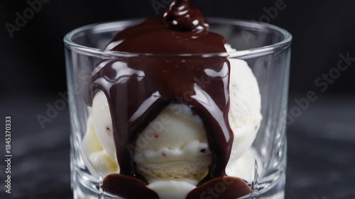 Ice Cream Sundae Delight - A Decadent Dessert Experience with Chocolate Sauce.