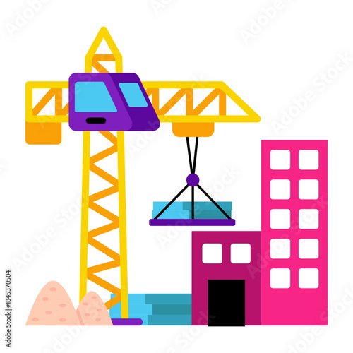 Trendy design icon of building construction site