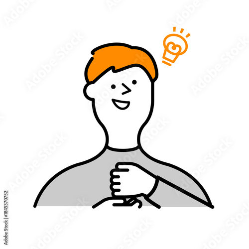 Person Having an Idea with a Light Bulb