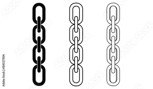 A minimalist depiction showcases three parallel chains varying in shade from solid black to light gray on a clean white background illustrating a gradient