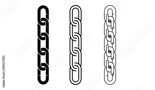 A graphic representation displays three vertically aligned chain links showing variations in design and thickness with a focus on connectivity and structure